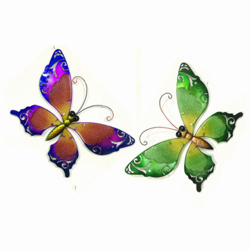 Spring Garden Metal Butterfly Wall Decoration W. Stained Galss